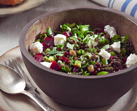 סלט עדשים שחורות, סלט ועשבי תיבול